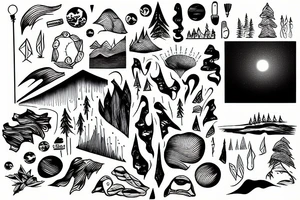 landscape with aurora tattoo idea