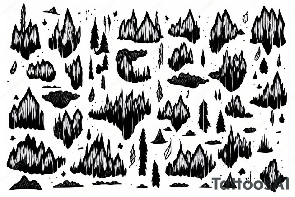 landscape with aurora tattoo idea