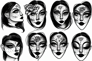 landscape with aurora lady face tattoo idea