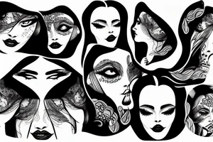 landscape with aurora lady face tattoo idea