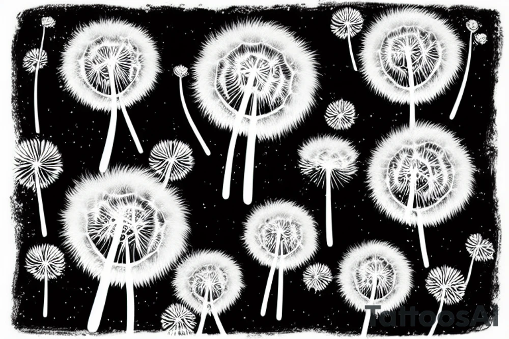 Dandelion floating in the sky tattoo idea