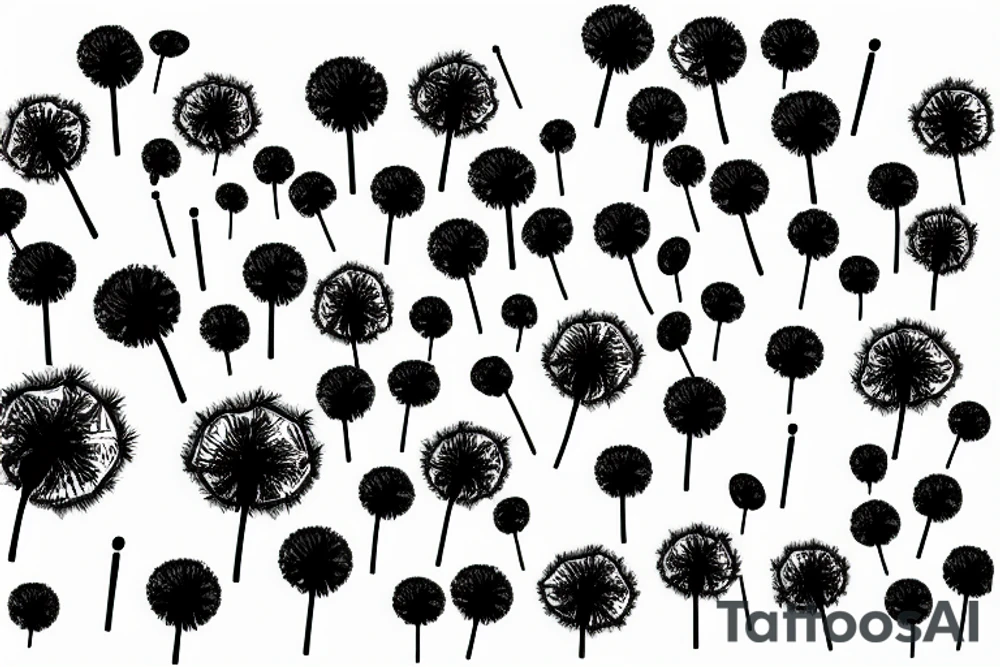 Dandelion blowballs  floating in the sky tattoo idea