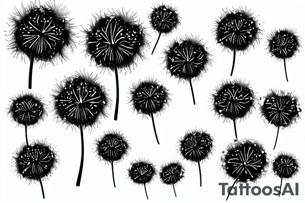 Dandelion blowballs  floating in the sky tattoo idea