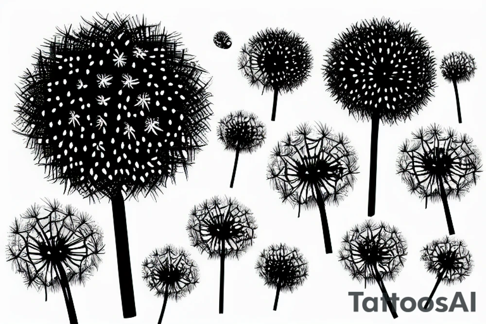 Dandelion blowballs  floating in the sky tattoo idea