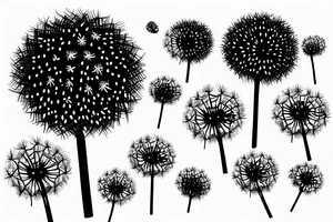 Dandelion blowballs  floating in the sky tattoo idea