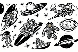 astronaut surfing a galaxy wave tattoo idea