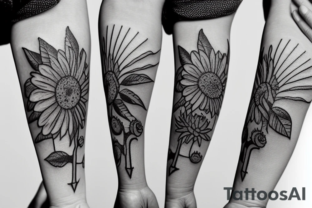 An anchor and two sunflowers tattoo idea