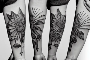 An anchor and two sunflowers tattoo idea