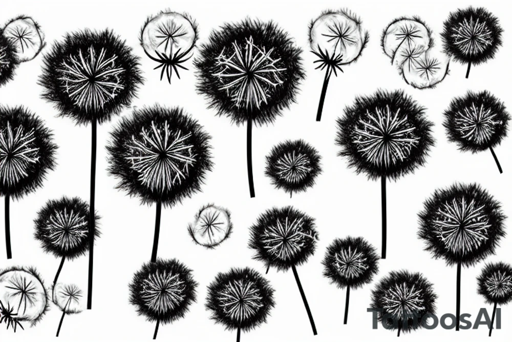 Dandelion blowballs  floating in the sky tattoo idea