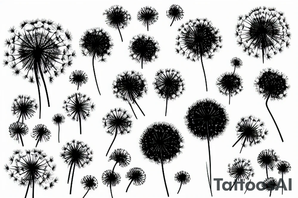 Small dandelion blowballs tattoo idea