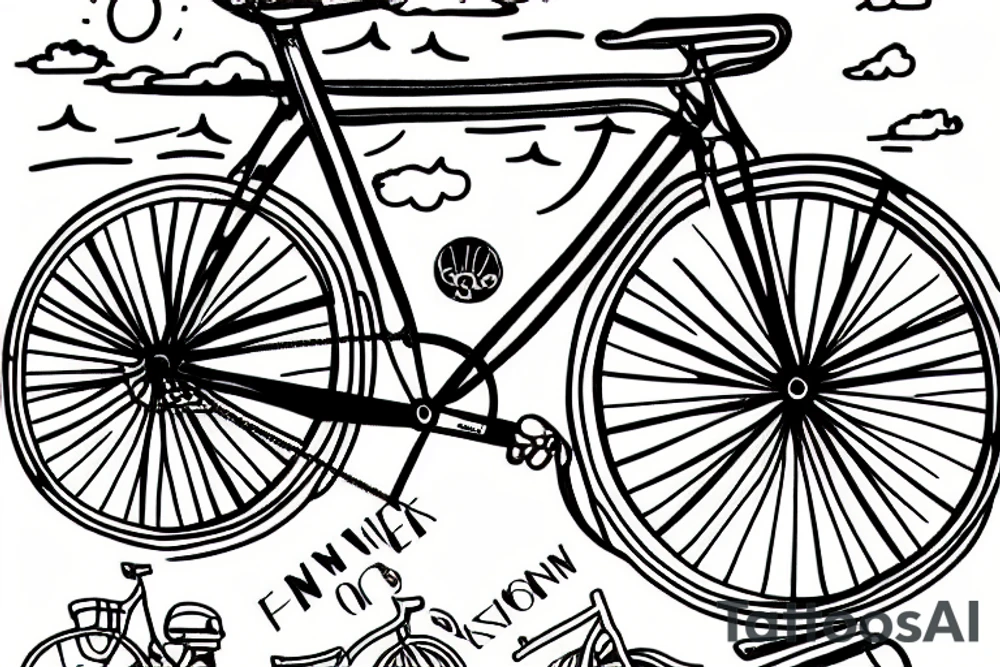 A bike ascending Mont Ventoux, featuring the weather station tattoo idea