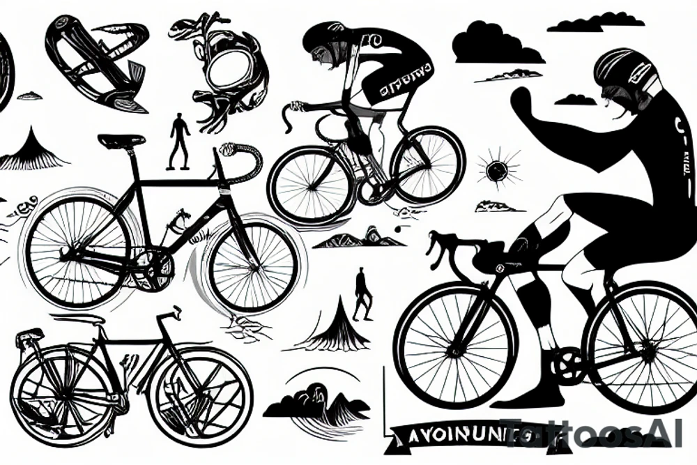 A bike ascending Mont Ventoux, featuring the weather station tattoo idea