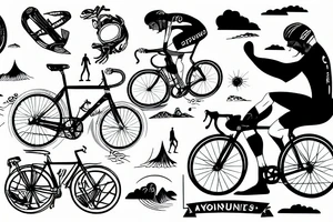 A bike ascending Mont Ventoux, featuring the weather station tattoo idea