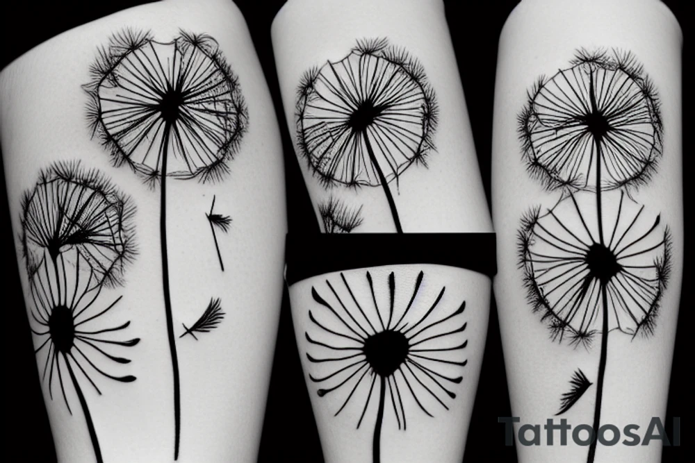 Small fineline dandelion blowballs tattoo idea