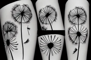 Small fineline dandelion blowballs tattoo idea