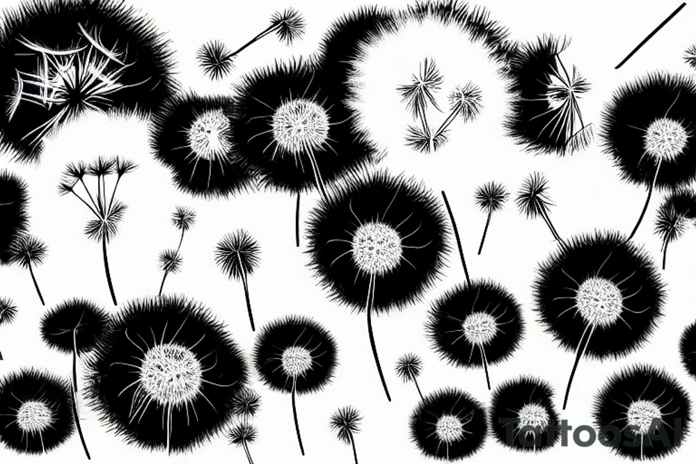 Small fineline dandelion blowballs tattoo idea