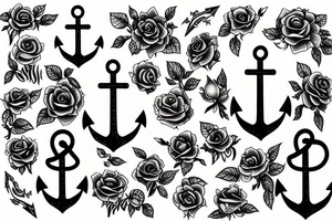 An anchor and two small roses tattoo idea