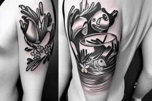 Spring between two fish bowls tattoo idea