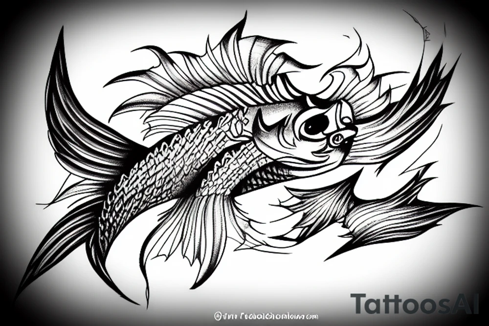 Evil fish with wings tattoo idea