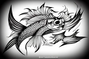 Evil fish with wings tattoo idea