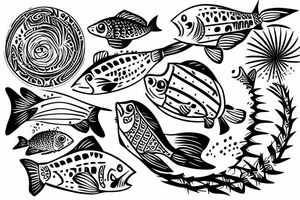 Spring between two fish bowls tattoo idea