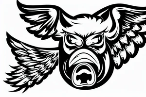 Angry pig with wings tattoo idea