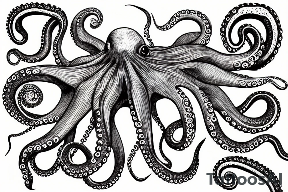 Surreal detailed Octopus tattoo idea