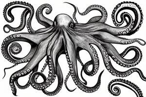 Surreal detailed Octopus tattoo idea