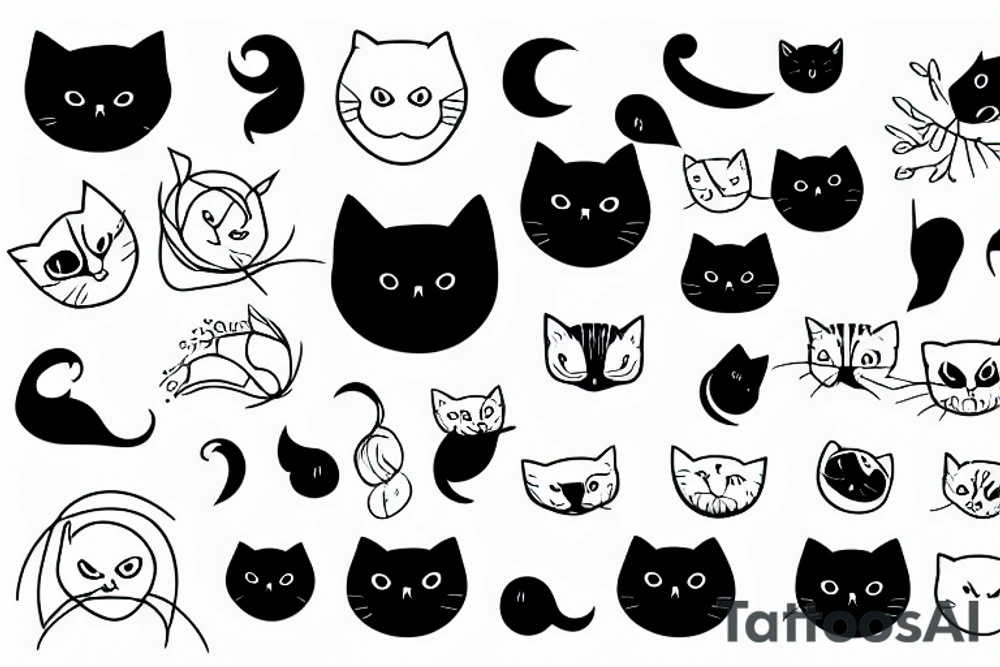 Minimal black cat tattoo idea