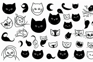 Minimal black cat tattoo idea