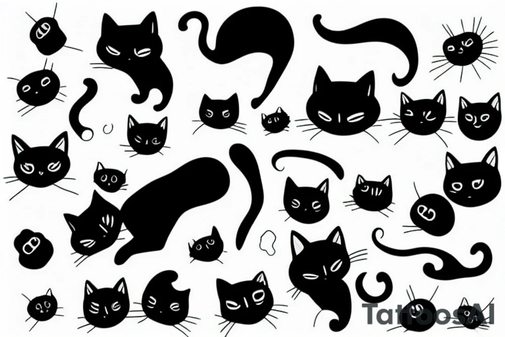 Minimal black cat tattoo idea