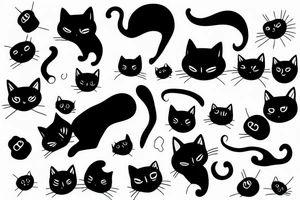 Minimal black cat tattoo idea