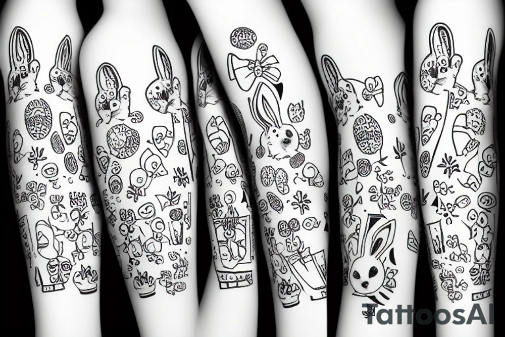 a bunny with a baby milk bottle tattoo idea