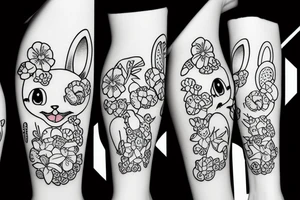 a bunny with a baby milk bottle tattoo idea
