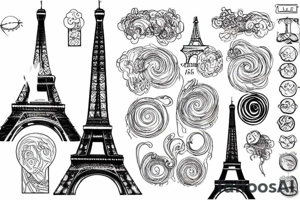 Drawing Programming code on Eiffel Tower tattoo idea