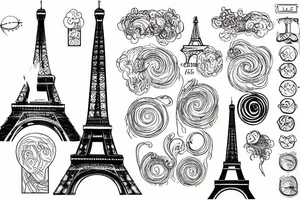 Drawing Programming code on Eiffel Tower tattoo idea