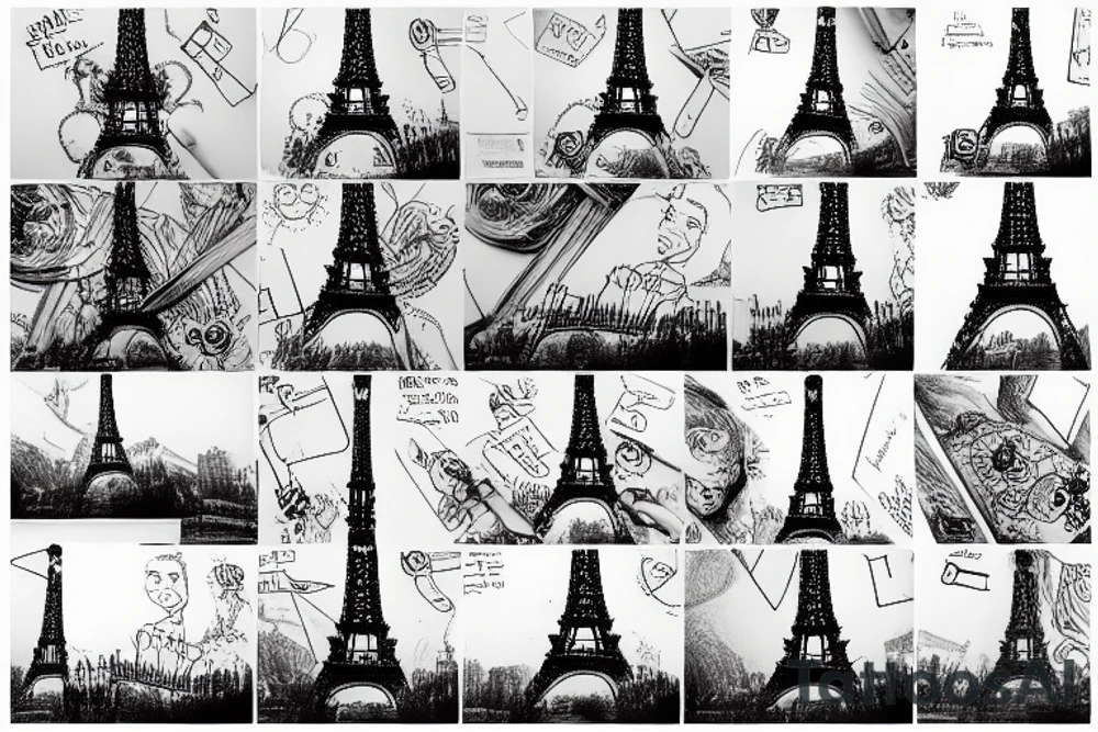 Drawing Programming code on Eiffel Tower tattoo idea