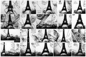 Drawing Programming code on Eiffel Tower tattoo idea