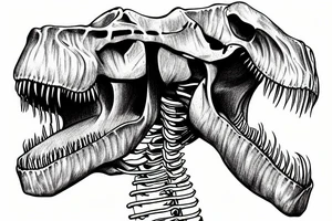 Dinosaur fossil full skeleton t-rex surreal detailed tattoo idea