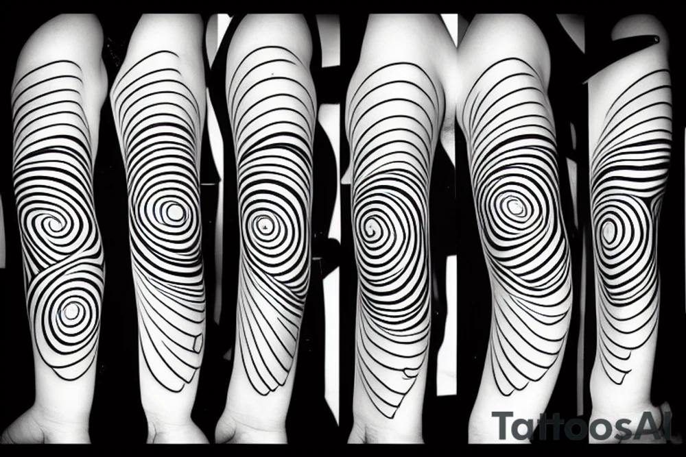 Minimal abstract lines spiral small tattoo idea