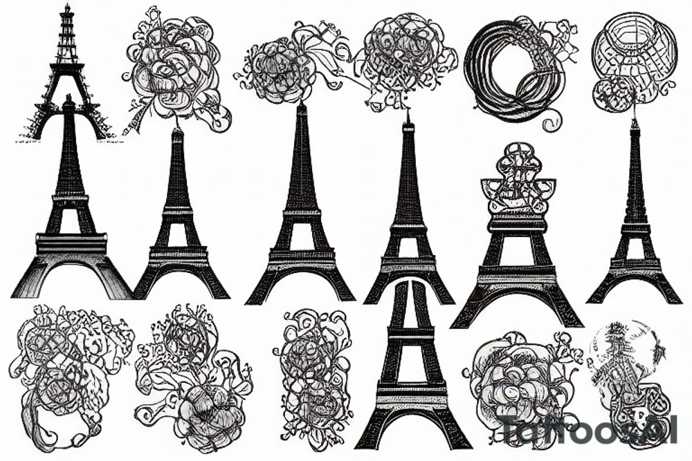 Drawing Programming code on Eiffel Tower tattoo idea