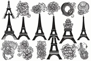Drawing Programming code on Eiffel Tower tattoo idea