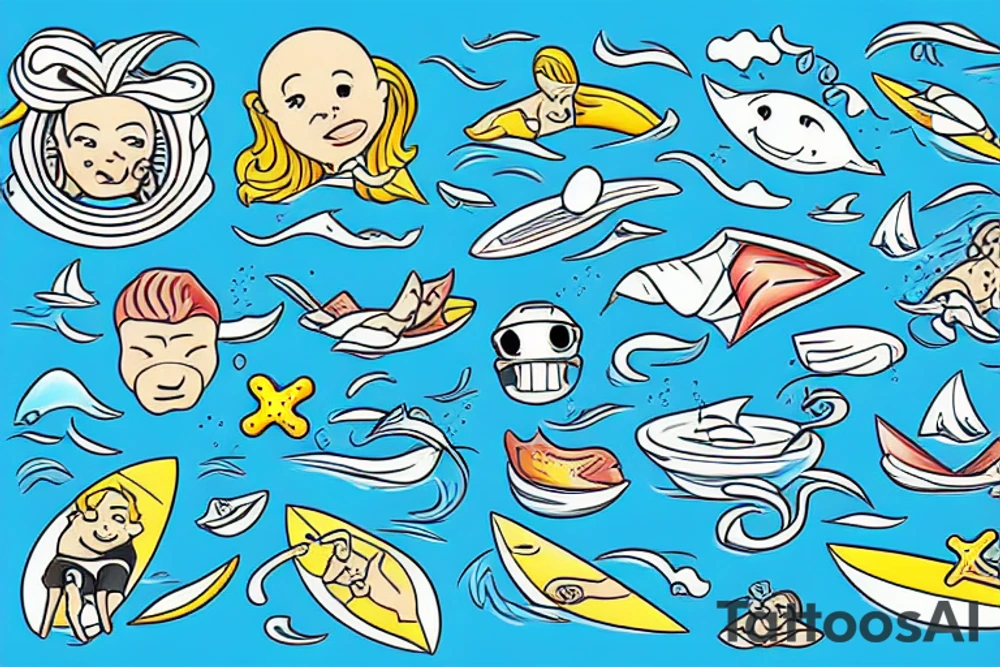Surfing ocean tattoo idea