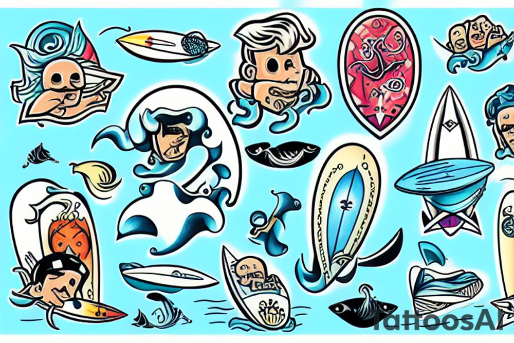 Surfing ocean tattoo idea
