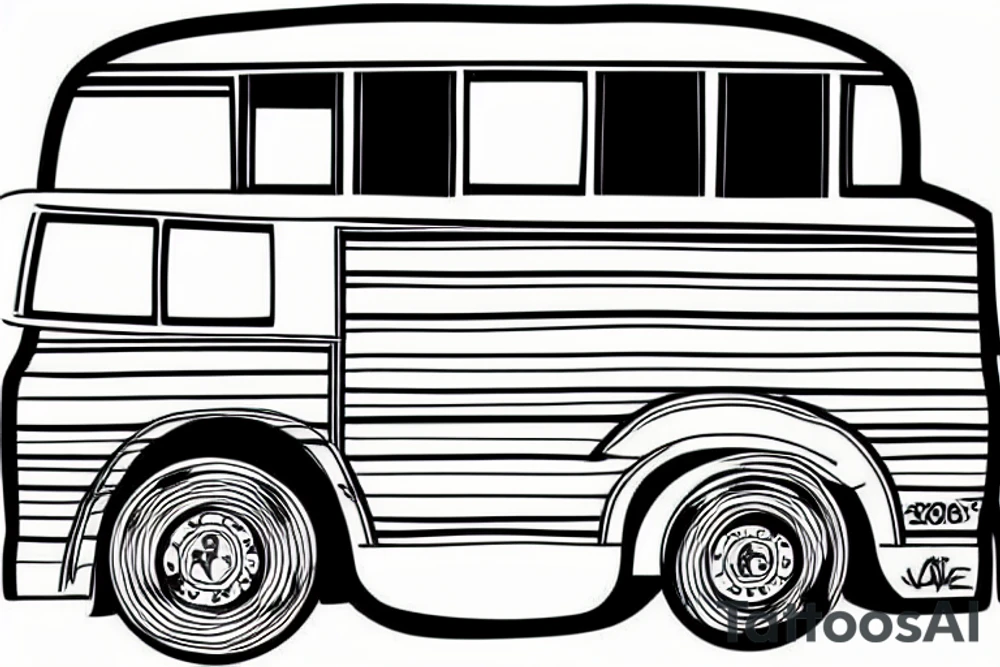 School bus realistic at angle tattoo idea