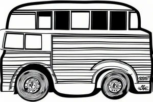 School bus realistic at angle tattoo idea