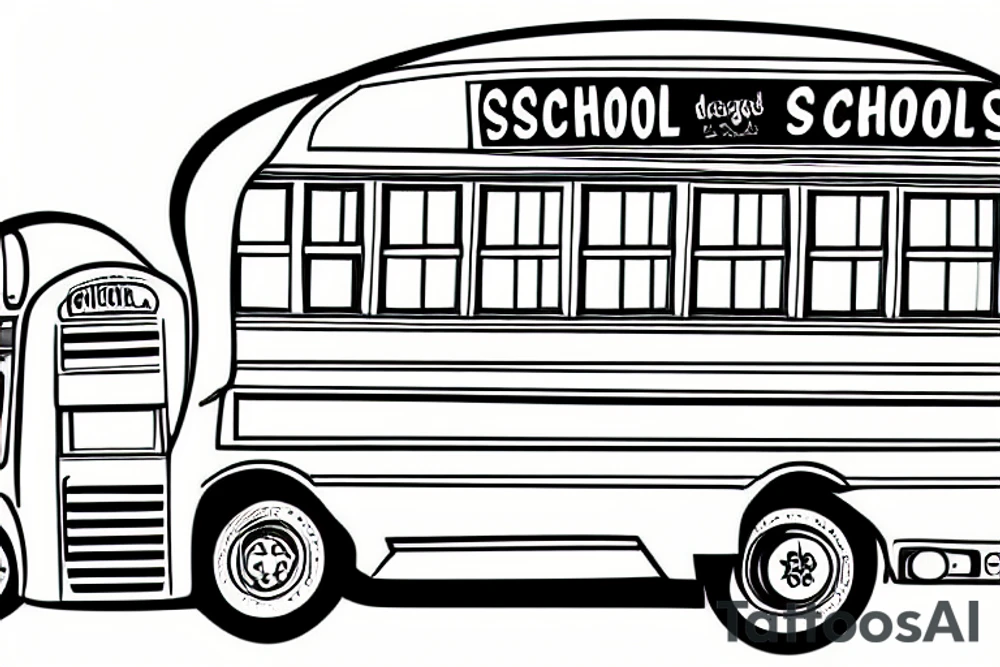 School bus realistic at angle tattoo idea