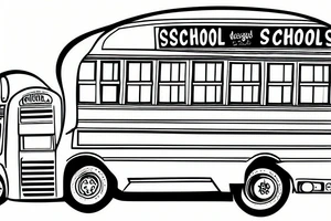 School bus realistic at angle tattoo idea