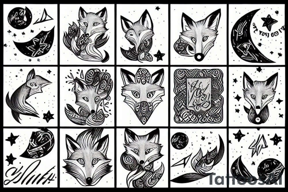 A fox looking to the stars tattoo idea