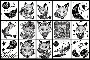 A fox looking to the stars tattoo idea